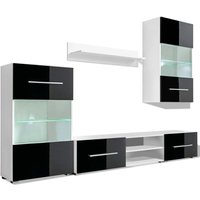 Fünfteilige Wohnwand TV-Schrank,TV-Möbel mit LED-Beleuchtung Schwarz vidaXL von BONNEVIE