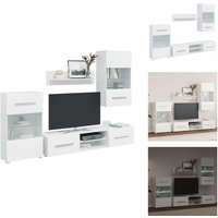 Fünfteilige Wohnwand TV-Schrank mit LED-Beleuchtung Weiß - TV-Möbel - Livingroom Einrichtung - Vitrine - Wandregal - Fernsehtisch von VIDAXL