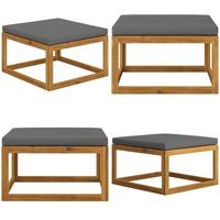 Fußhocker mit Dunkelgrauem Polster Akazie Massivholz - Holzfußhocker - Gartenstuhl - Lounge Set - Outdoor Möbeln - Akaciastisch - Home & Living von VIDAXL