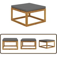 Fußhocker mit Dunkelgrauem Polster Akazie Massivholz - Holzfußhocker - Gartenstuhl - Lounge Set - Outdoor Möbeln - Akaciastisch von VIDAXL