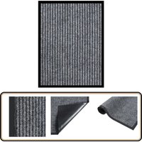 Fußmatte Grau Gestreift 40x60 cm - Haustürmatte - Fussmatte - Gestreifte Matte - Rutschfest - Nadelfilz von VIDAXL