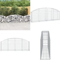 Gabione mit Hochbogen 200x30x60/80 cm Verzinktes Eisen - Gabionenkorb - Gabionenwand - Gartendekoration - Eisen - Silberner Korb - Home & Living von VIDAXL