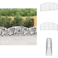 Gabione mit Hochbogen 200x30x60/80 cm Verzinktes Eisen - Gabionenkorb - Gabionenwand - Gartendekoration - Eisen - Silberner Korb von VIDAXL