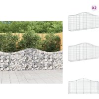 Gabionen mit Hochbogen 2 Stk. 200x30x80/100 cm Verzinktes Eisen - Gabionen - Gabionenkörbe - Gartendeko - Ziergarten - Zaun Gabionen mit Hochbogen 2 Stk. 200x30x80/100 cm Verzinktes Eisen - Gabionen - Gabionenkörbe - Gartendeko - Ziergarten - Zaun von VIDAXL
