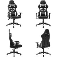 Gaming-Stuhl Schwarz und Weiß Kunstleder - Gaming Stuhl - PC Stuhl - Bürostuhl - Ergonomischer Stuhl - Gamer Chair - Home & Living von VIDAXL