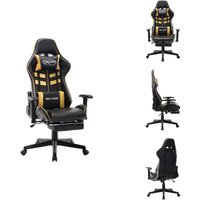 Gaming-Stuhl mit Fußstütze Schwarz und Golden Kunstleder - Gaming Stuhl - Bürostuhl - pc Stuhl - Gamer Chair - Ergonomischer Stuhl von VIDAXL
