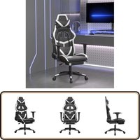 Gaming-Stuhl mit Fußstütze Schwarz und Weiß Kunstleder - Gaming-Stuhl - Gamer Chair - PC-Chair - Bürostuhl - Ergonomischer Stuhl Gaming-Stuhl mit Fußstütze Schwarz und Weiß Kunstleder - Gaming-Stuhl - Gamer Chair - PC-Chair - Bürostuhl - Ergonomischer Stuhl von VIDAXL