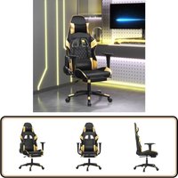Gaming-Stuhl mit Massage & Fußstütze Schwarz Golden Kunstleder - Gaming-Stuhl - Gamer Chair - BürostuhI - Ergonomischer Stuhl - Massagesessel Gaming-Stuhl mit Massage & Fußstütze Schwarz Golden Kunstleder - Gaming-Stuhl - Gamer Chair - BürostuhI - Ergonomischer Stuhl - Massagesessel von VIDAXL