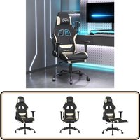 Gaming-Stuhl mit Massage & Fußstütze Schwarz und Creme Stoff - Gaming Stuhl - Gamer Chair - Schreibtischstuhl - Bürostuhl - Ergonomischer Stuhl von VIDAXL