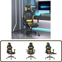 Gaming-Stuhl mit Massage & Fußstütze Schwarz und Gelb Stoff - Gaming Stuhl - Gamer Chair - Bürostuhl - Schreibtischstuhl - Ergonomischer Stuhl von VIDAXL