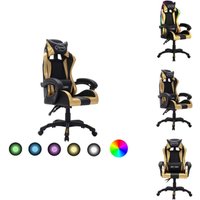 Gaming-Stuhl mit rgb LED-Leuchten Gold und Schwarz Kunstleder - Racing-Stuhl - Racing-Stühle - Bürostuhl - Bürostühle Gaming-Stuhl mit rgb LED-Leuchten Gold und Schwarz Kunstleder - Racing-Stuhl - Racing-Stühle - Bürostuhl - Bürostühle von VIDAXL