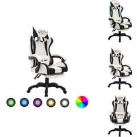 Vidaxl - Gaming-Stuhl mit rgb LED-Leuchten Schwarz und Weiß Kunstleder - Gaming-Stuhl - Bürostuhl - PC-Stuhl - Ergonomischer Stuhl - Led-Beleuchtung von VIDAXL