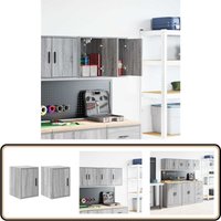 Vidaxl - Garagen-Wandschränke 2 Stk. Grau Sonoma Holzwerkstoff von VIDAXL