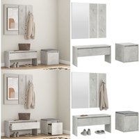 Vidaxl - Garderoben-Set Betongrau Holzwerkstoff - Flurbank - Garderobe - Schuhschrank - Eingangsbereich Deko - Möbel Online Kaufen - Home & Living von VIDAXL