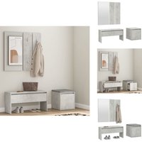 Vidaxl - Garderoben-Set Betongrau Holzwerkstoff - Flurbank - Garderobe - Schuhschrank - Eingangsbereich Deko - Möbel Online Kaufen von VIDAXL