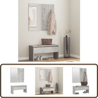 Garderoben-Set Betongrau Holzwerkstoff - Flurbank - Garderobe - Spiegel - Eingangsbereich Möbel - Wohnzimmerdeko Garderoben-Set Betongrau Holzwerkstoff - Flurbank - Garderobe - Spiegel - Eingangsbereich Möbel - Wohnzimmerdeko von VIDAXL