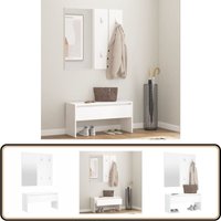 Garderoben-Set Weiß Holzwerkstoff - Flurbank - Holzbank - Garderobe - Schuhschrank - Eingangsbereich Möbel Garderoben-Set Weiß Holzwerkstoff - Flurbank - Holzbank - Garderobe - Schuhschrank - Eingangsbereich Möbel von VIDAXL