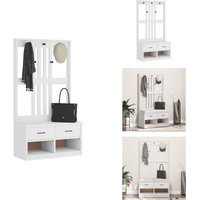 Garderobenständer sandens Weiß 87x40x159,5cm Massivholz Kiefer - Garderobenständer - Flurbank - Flurgarderobe - Garderobe von VIDAXL