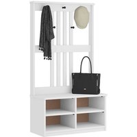 Garderobenständer sandens Weiß 87x40x159,5cm Massivholz Kiefer Vidaxl 891321 von VIDAXL