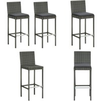 Garten-Barhocker mit Kissen 2 Stk. Grau Poly Rattan - Gartenhocker - Rattan Möbel - Outdoor Furniture - Terrasse Deko - Esszimmer Stuhl - Home & Garten-Barhocker mit Kissen 2 Stk. Grau Poly Rattan - Gartenhocker - Rattan Möbel - Outdoor Furniture - Terrasse Deko - Esszimmer Stuhl - Home & von VIDAXL