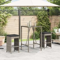 Garten-Barhocker mit Kissen 2 Stk. Grau Poly Rattan - Vidaxl von VIDAXL