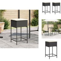 Garten-Barhocker mit Kissen 2 Stk. Schwarz Poly Rattan - Gartenstuhl - Barhocker - Outdoor Furniture - Gartenmöbel - Rattan Gartenmöbel Garten-Barhocker mit Kissen 2 Stk. Schwarz Poly Rattan - Gartenstuhl - Barhocker - Outdoor Furniture - Gartenmöbel - Rattan Gartenmöbel von VIDAXL