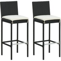 Vidaxl - Garten-Barhocker mit Kissen 2 Stk. Schwarz Poly Rattan von VIDAXL