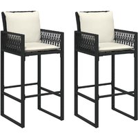 Garten-Barhocker mit Kissen 2 Stk. Schwarz Poly Rattan vidaXL Garten-Barhocker mit Kissen 2 Stk. Schwarz Poly Rattan vidaXL von VIDAXL
