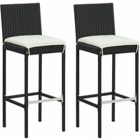 Vidaxl - Garten-Barhocker mit Kissen 2 Stk. Schwarz Poly Rattan von VIDAXL