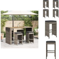 Vidaxl - Garten-Barhocker mit Kissen 4 Stk. Grau Poly Rattan - Garten Barhocker - Barhocker - Barhocker Terrasse - Outdoor Barhocker von VIDAXL