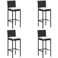 Vidaxl - Garten-Barhocker mit Kissen 4 Stk. Schwarz Poly Rattan von VIDAXL