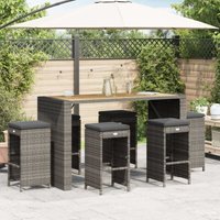 Garten-Barhocker mit Kissen 6 Stk. Grau Poly Rattan - Vidaxl von VIDAXL