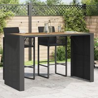Garten-Bartisch mit Holzplatte Schwarz 185x80x110 cm Polyrattan - Vidaxl Garten-Bartisch mit Holzplatte Schwarz 185x80x110 cm Polyrattan - Vidaxl von VIDAXL