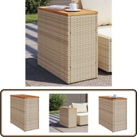 Garten-Beistelltisch Holzplatte Beige 58x27,5x55 cm Poly Rattan - Gartentisch - Esszimmerset - Balkonmöbel - Terrassenmöbel - Outdoor Möbel von VIDAXL