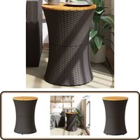Vidaxl - Garten-Beistelltisch Trommelform Schwarz Poly Rattan Massivholz - Gartentisch - Esszimmerset - Balkonmöbel - Terrassenmöbel - Outdoor Möbel von VIDAXL
