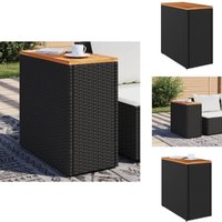 Garten-Beistelltisch mit Holzplatte Schwarz 58x27,5x55cm Rattan - Gartentisch - Outdoor Möbel - Esszimmerset - Balkonmöbel - Terrassenmöbel von VIDAXL