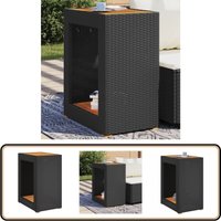 Vidaxl - Garten-Beistelltisch mit Holzplatte Schwarz Poly Rattan - Gartentisch - Esszimmertisch - Balkontisch - Terrassenmöbel - Gartenmöbelset von VIDAXL