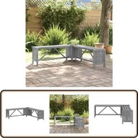 Garten-Eckbank mit Pflanzkübel 117 cm Massivholz Akazie Grau - Gartenbank - Holzmöbel - Akazienholz - Gartenmöbel - Terrassenmöbeln von VIDAXL