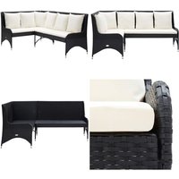 Garten-Ecksofa 2-tlg. Poly Rattan Schwarz - Gartenmöbel - Eckcouch - Outdoor Möbel - Lounge Set - Rattan Couch - Home & Living von VIDAXL