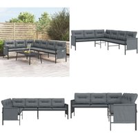 Garten-Ecksofa Anthrazit Stahl und Textilene - Gartenmöbel - Ecksofa - Lounge Möbel - Außenbereichs Möbeln - Balkonmöbel - Home & Living von VIDAXL