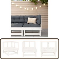 Garten-Ecksofa Weiß Massivholz Kiefer - Gartensofa - Eckbank - Holzmöbel - Gartenmöbel - Lounge Set von VIDAXL