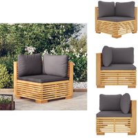 Garten-Ecksofa mit Dunkelgrauen Kissen Massivholz Teak - Gartenmöbel - Eckcouch - Holztisch - Terrassenmöbeln - Balkonmöbel Garten-Ecksofa mit Dunkelgrauen Kissen Massivholz Teak - Gartenmöbel - Eckcouch - Holztisch - Terrassenmöbeln - Balkonmöbel von VIDAXL
