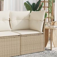 Garten-Ecksofa mit Kissen Beige Poly Rattan Vidaxl 946563 von VIDAXL