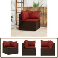 Garten-Ecksofa mit Kissen Braun Poly Rattan - Outdoor Möbel - Gartenmöbel - Lounge Set - Eckcouch - Rattan Couch von VIDAXL