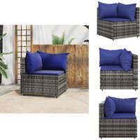 Garten-Ecksofa mit Kissen Grau Poly Rattan - Gartensofa - Outdoor-Sofa - Lounge Möbel - Rattan Gartenmöbel - Wetterfeste Möbel von VIDAXL