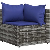 Garten-Ecksofa mit Kissen Grau Poly Rattan vidaXL von VIDAXL