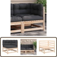 Garten-Ecksofa mit Kissen Massivholz Kiefer - Gartenmöbel - Outdoor Möbel - Eckbank - Lounge Set - Rattan Gartenmöbel von VIDAXL