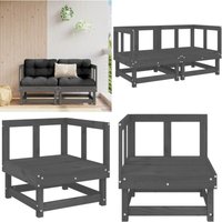 Garten-Ecksofas 2 Stk. Grau Massivholz Kiefer - Gartensessel - Gartenecke - Holzsessel - Gartenmöbeln - Rattan Sessel - Home & Living von VIDAXL