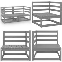 Garten-Ecksofas 2 Stk. Grau Massivholz Kiefer - Gartensofa - Eckbank - Kiefernholz Möbel - Gartenlounge - Aussenmöbel - Home & Living von VIDAXL
