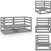Vidaxl - Garten-Ecksofas 2 Stk. Grau Massivholz Kiefer - Gartensofa - Eckbank - Kiefernholz Möbel - Gartenlounge - Aussenmöbel von VIDAXL